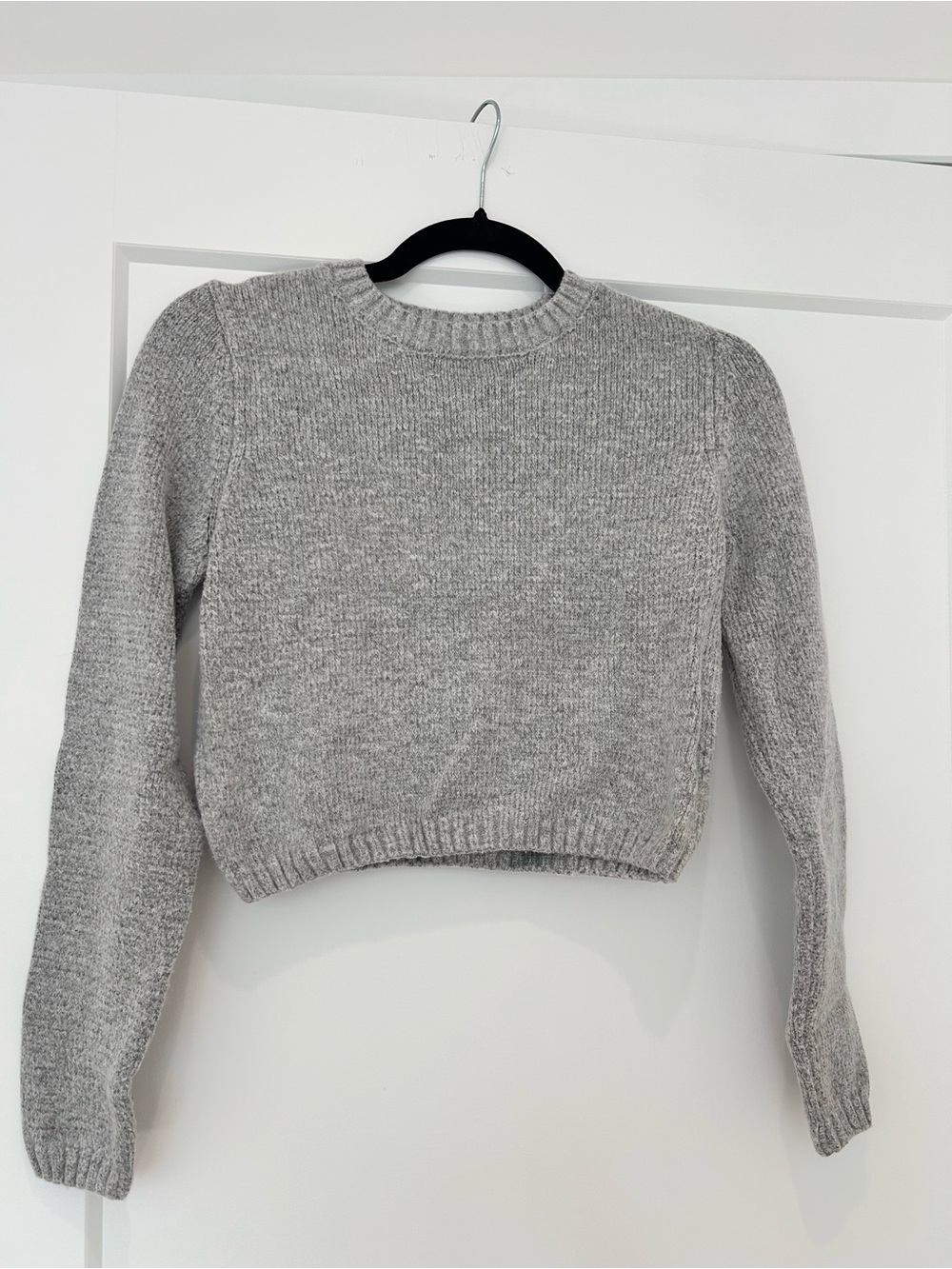 Garage Heather Gray Cropped Crewneck Sweater